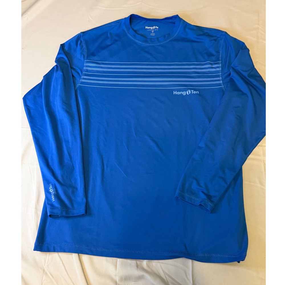 Hang Ten Mens Blue Long Sleeve UPF 50+ Sun Protection Surf Shirt Medium